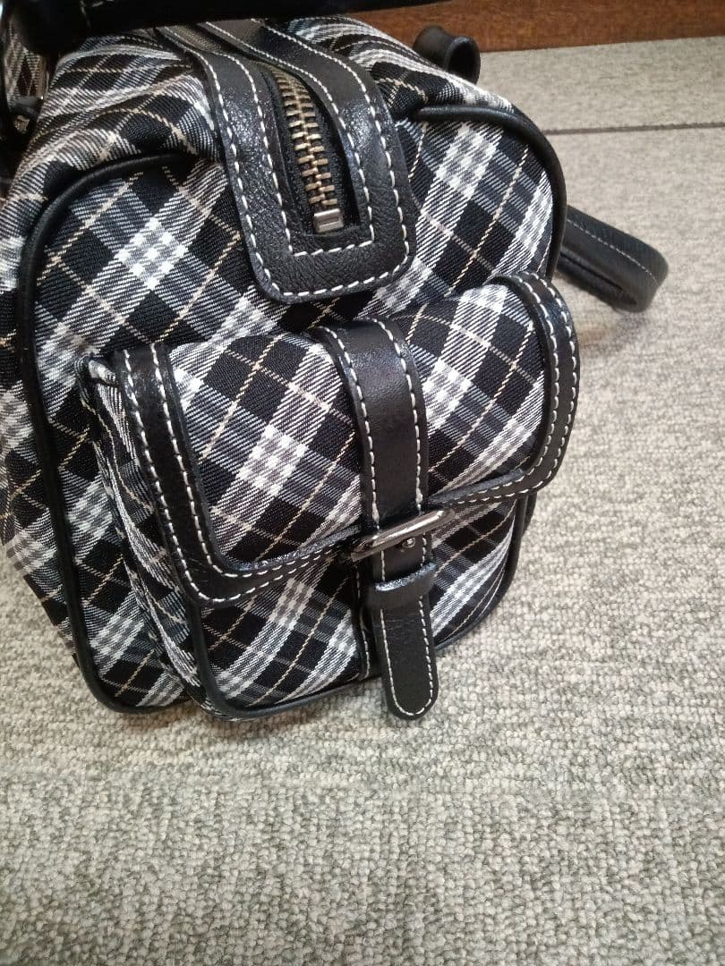 バーバリーブルーレーベル　マイクロ　チェック　ボストン　ブラック　希少