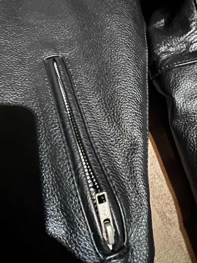 レザー シングルライダースジャケット 黒　バッファロー革　サイズ36