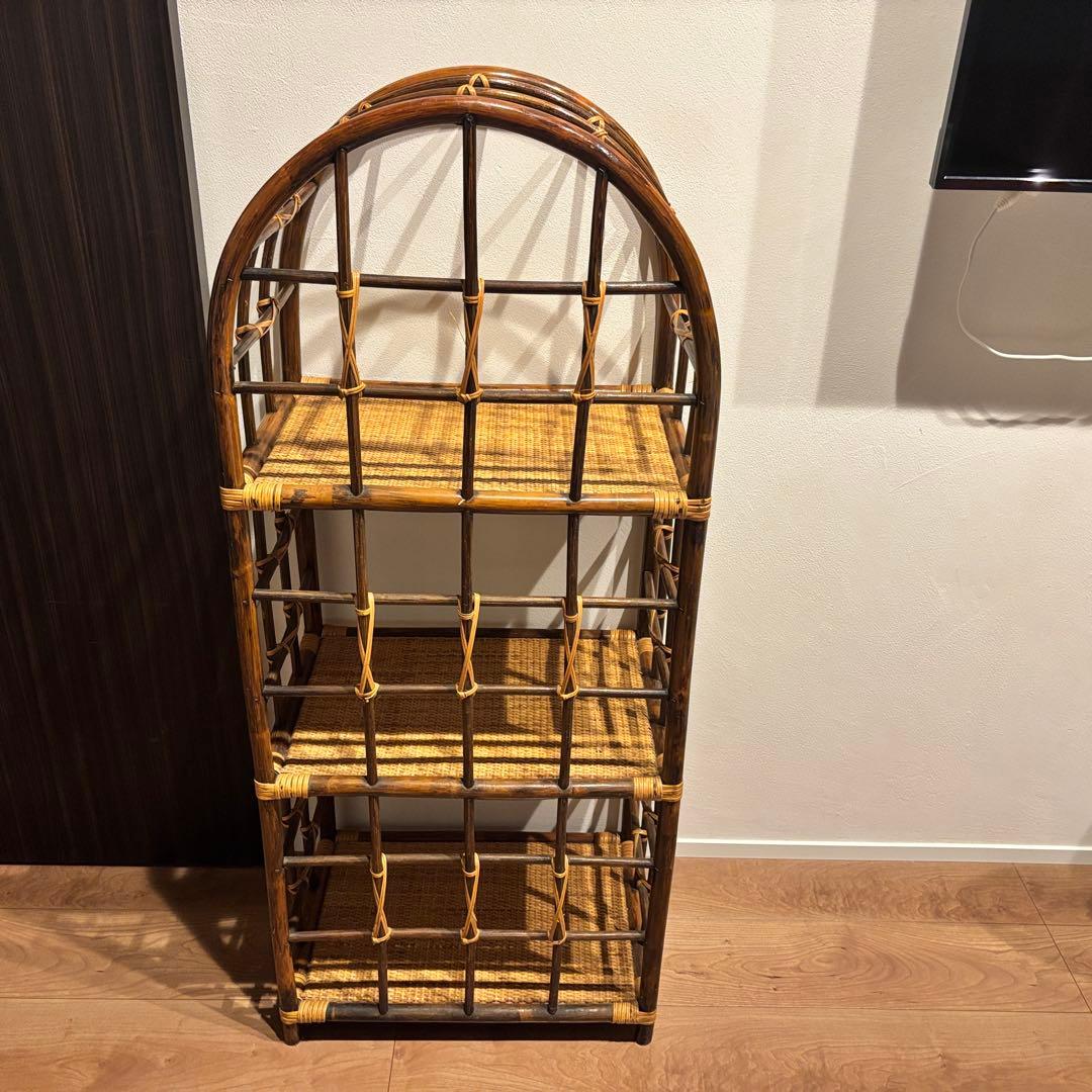 早い者勝ち‼️籐 ラタン ラック シェルフ スタンド 3段 飾り棚 置物台 大型