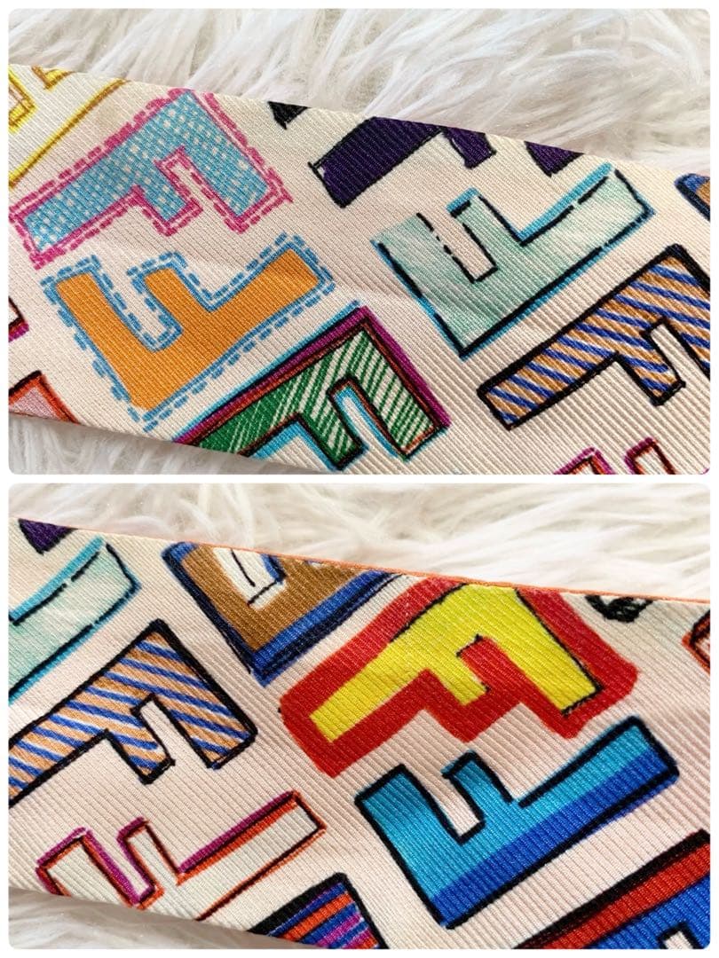FENDI　フェンディ　ズッカ　FFロゴ　マルチカラー　ラッピー　リボンスカーフ