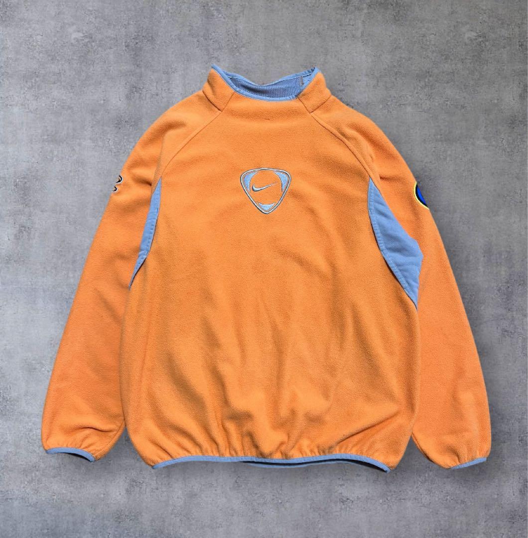 00s Nikeナイキ　インテル　フリース　ドリルトップ　オレンジ　M
