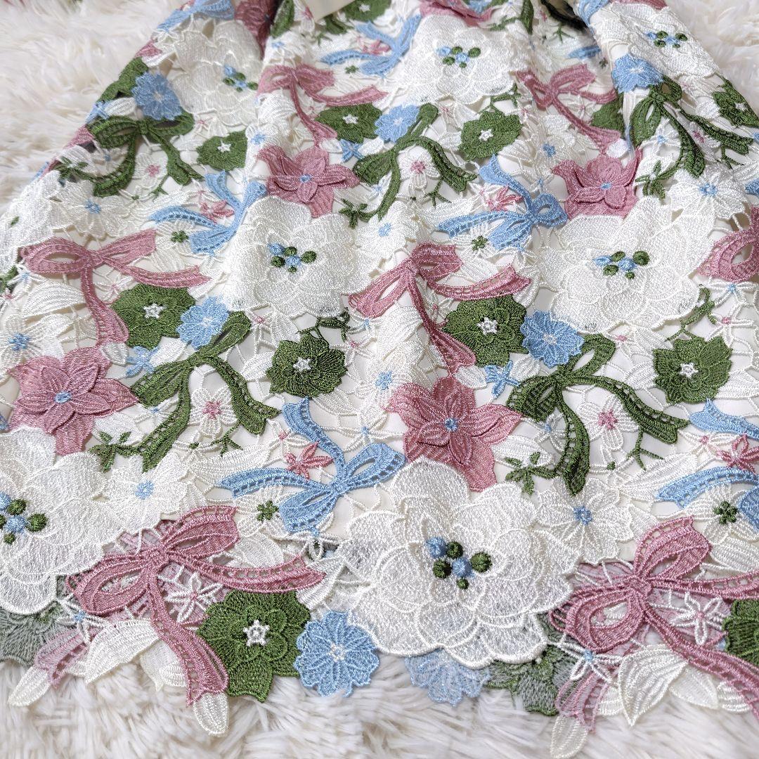 【未使用級♡希少42】ローズティアラジュエル　フラワーケミカルレースワンピース