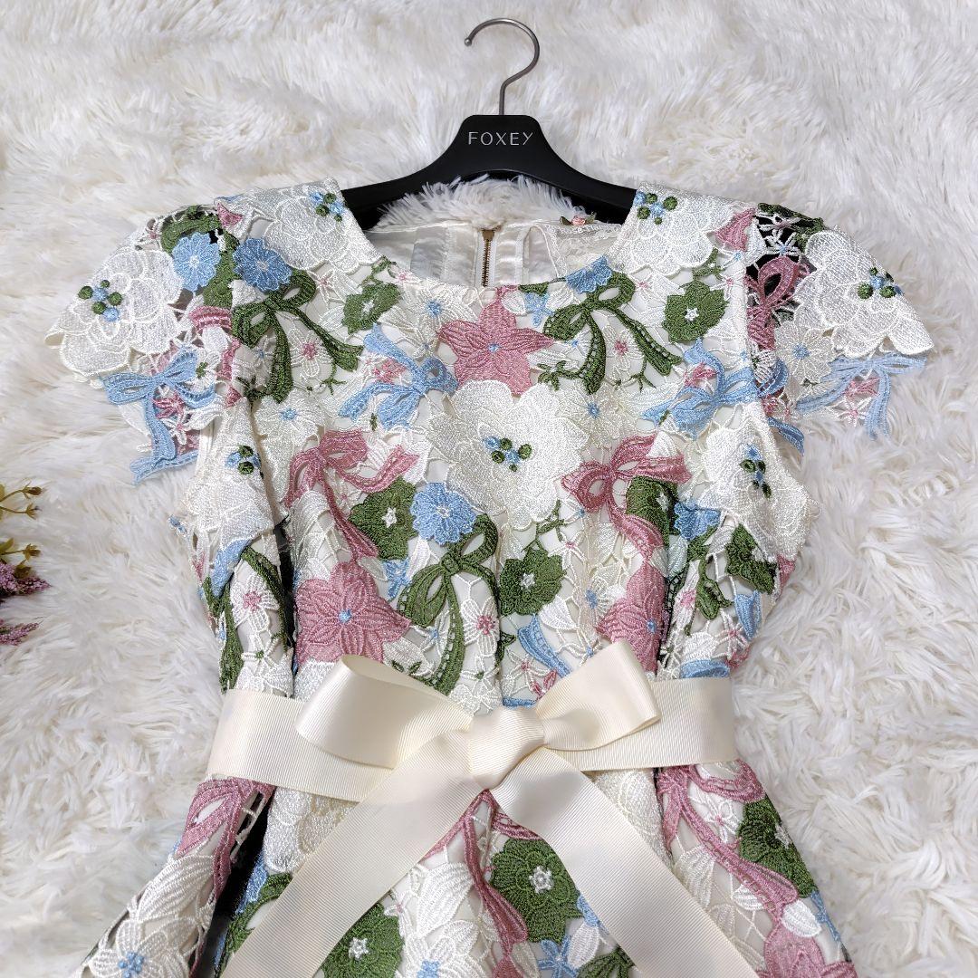 【未使用級♡希少42】ローズティアラジュエル　フラワーケミカルレースワンピース