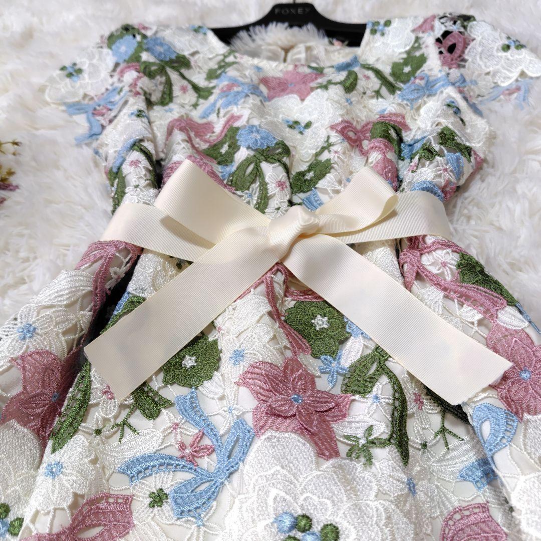 【未使用級♡希少42】ローズティアラジュエル　フラワーケミカルレースワンピース