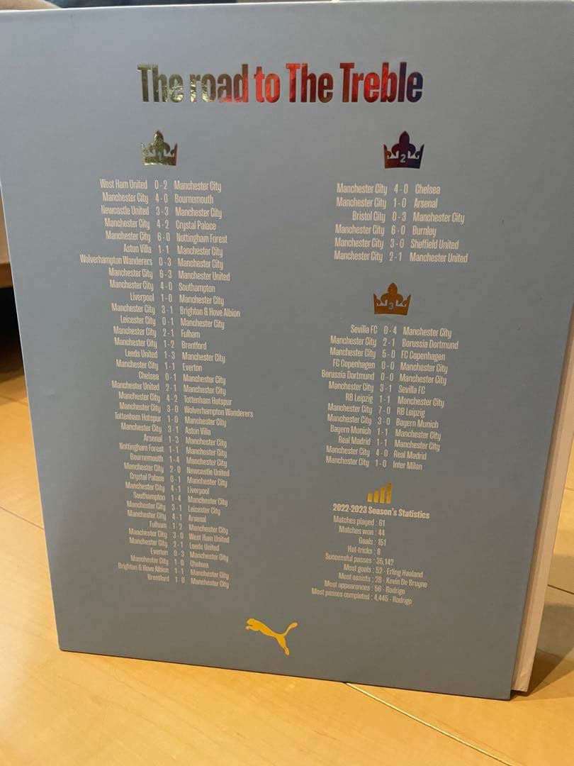 プーマプレミアリーグマンチェスターシティトレブルtrebleサッカーユニフォーム