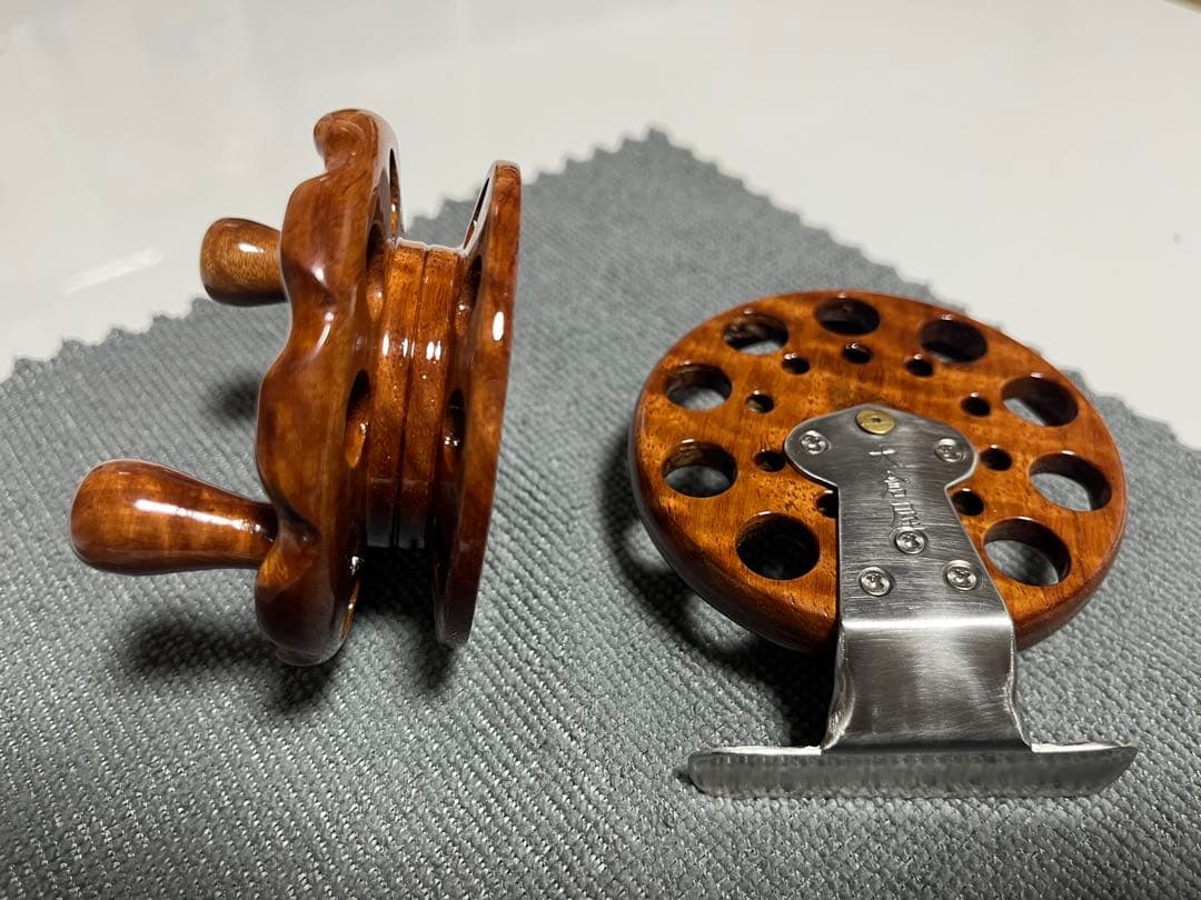 大倉屋 木製ヘチリール 欅 縮杢 ベアリング入り