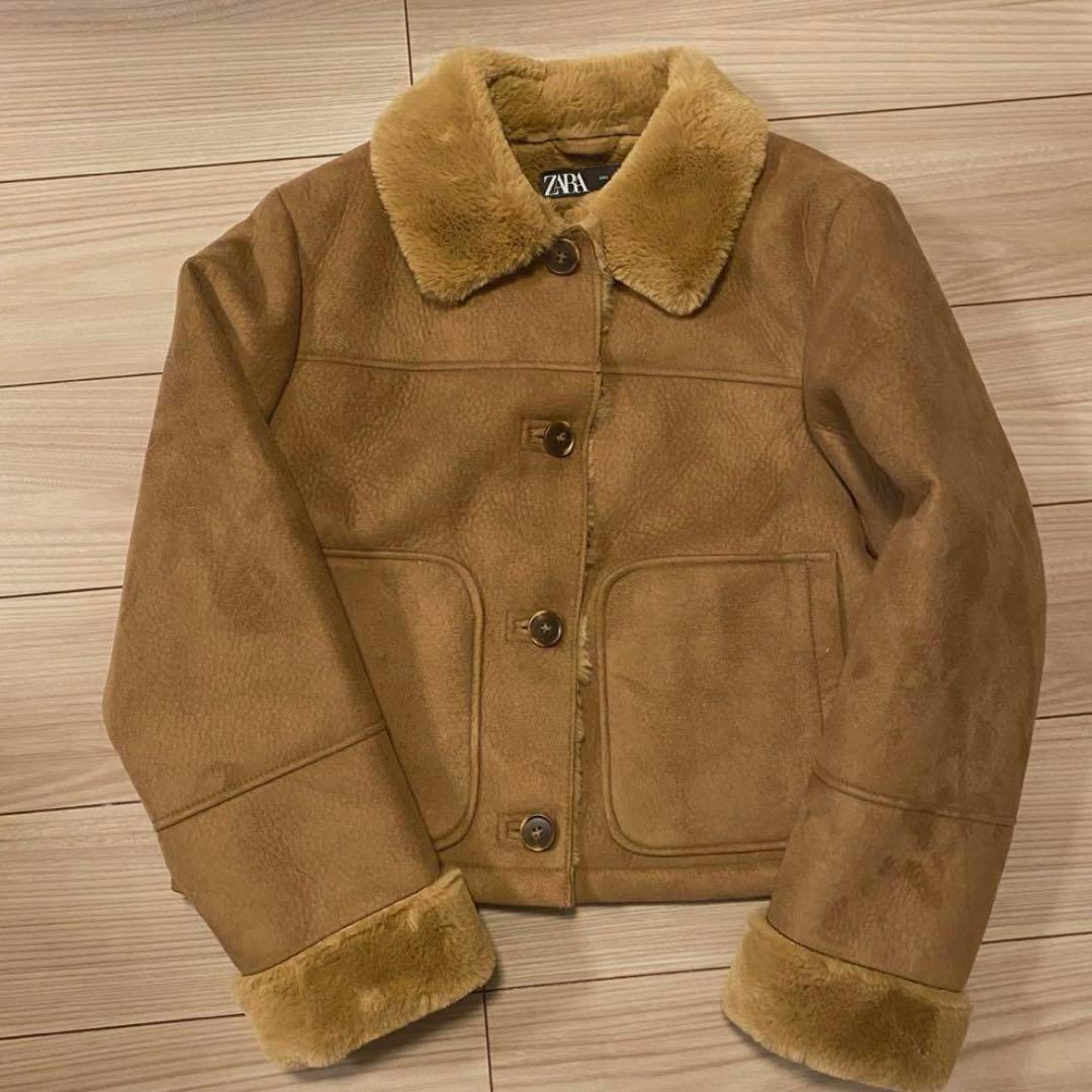 ZARA ショート ダブルフェイス フェイクスエード ジャケット - メルカリ