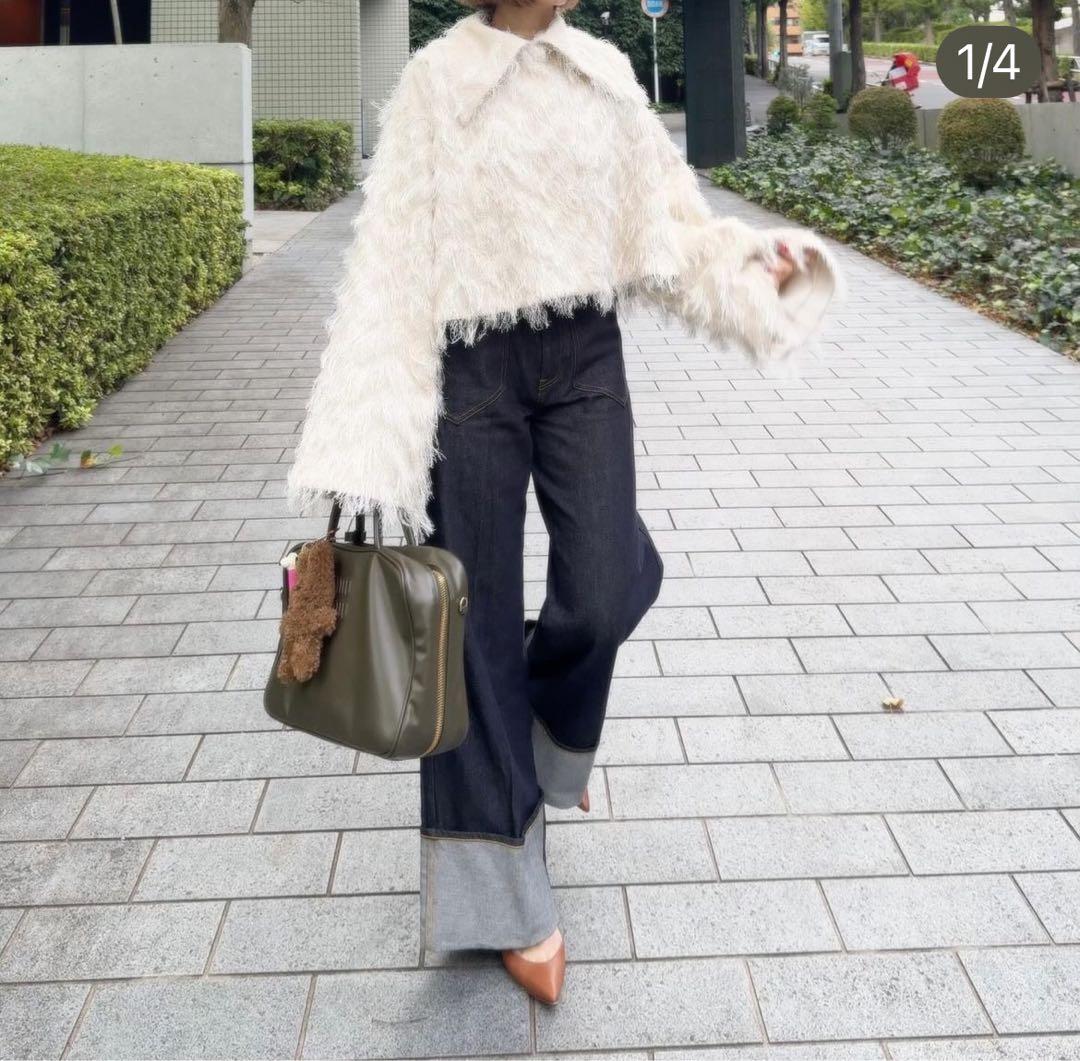 cygne ボンディングフリンジショートジャケット Joseph ホワイト