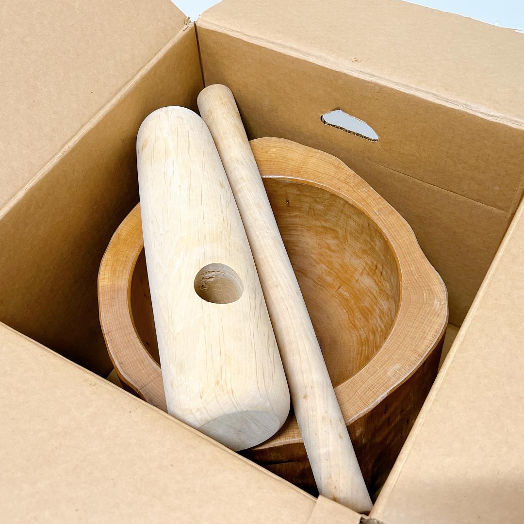 【良品✨送料無料】ミニうす　5合もちつき用　小型臼 杵と臼セット