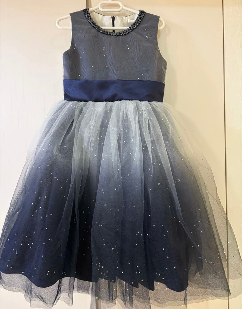 ドレスコ　130センチ　グレイネイビーシルバースタードレス