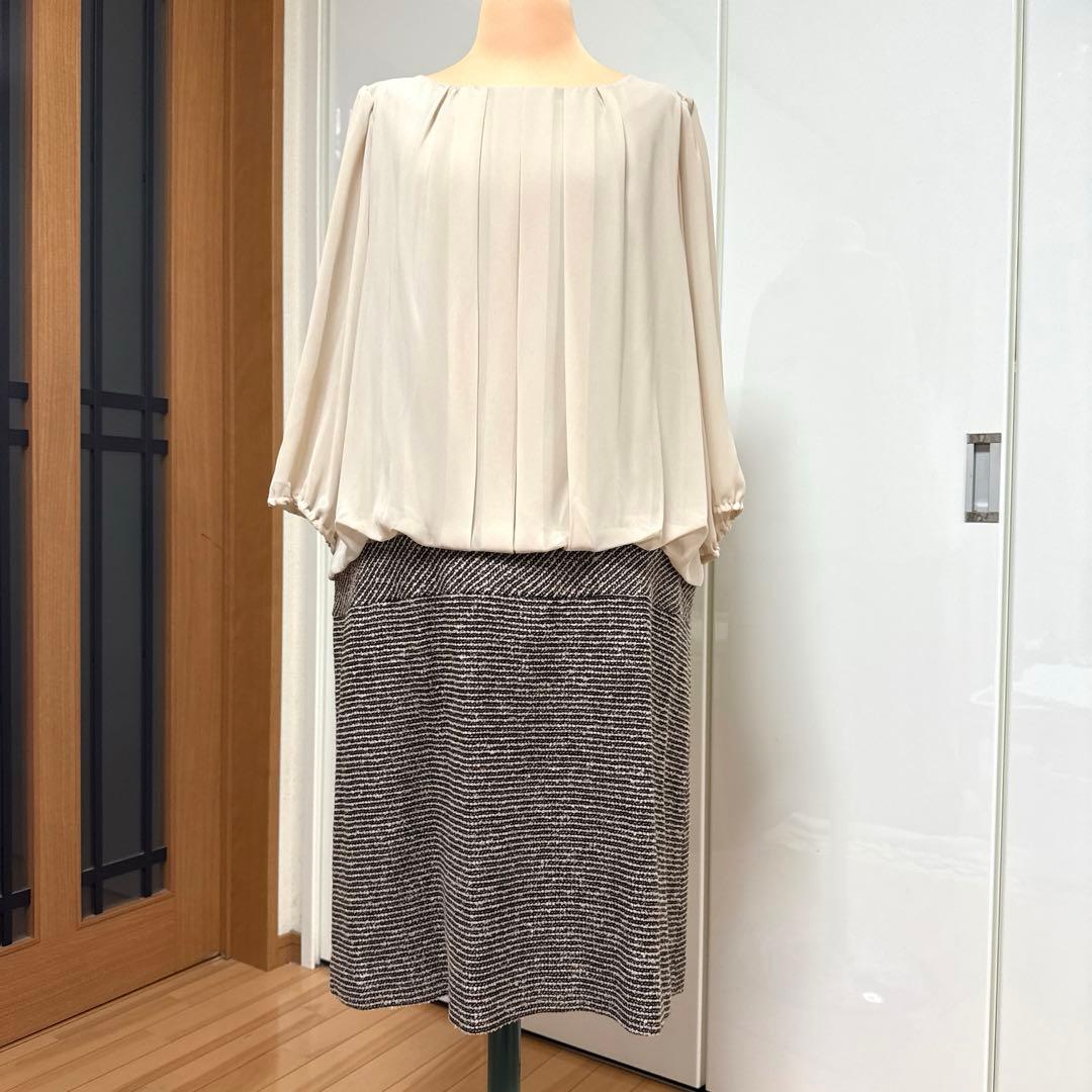 ローズティアラ ワンピース 46 ベージュ 茶