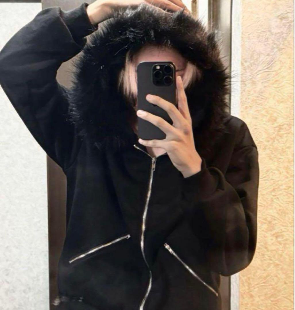 短丈ファージップパーカー opium y2k パンク - メルカリ