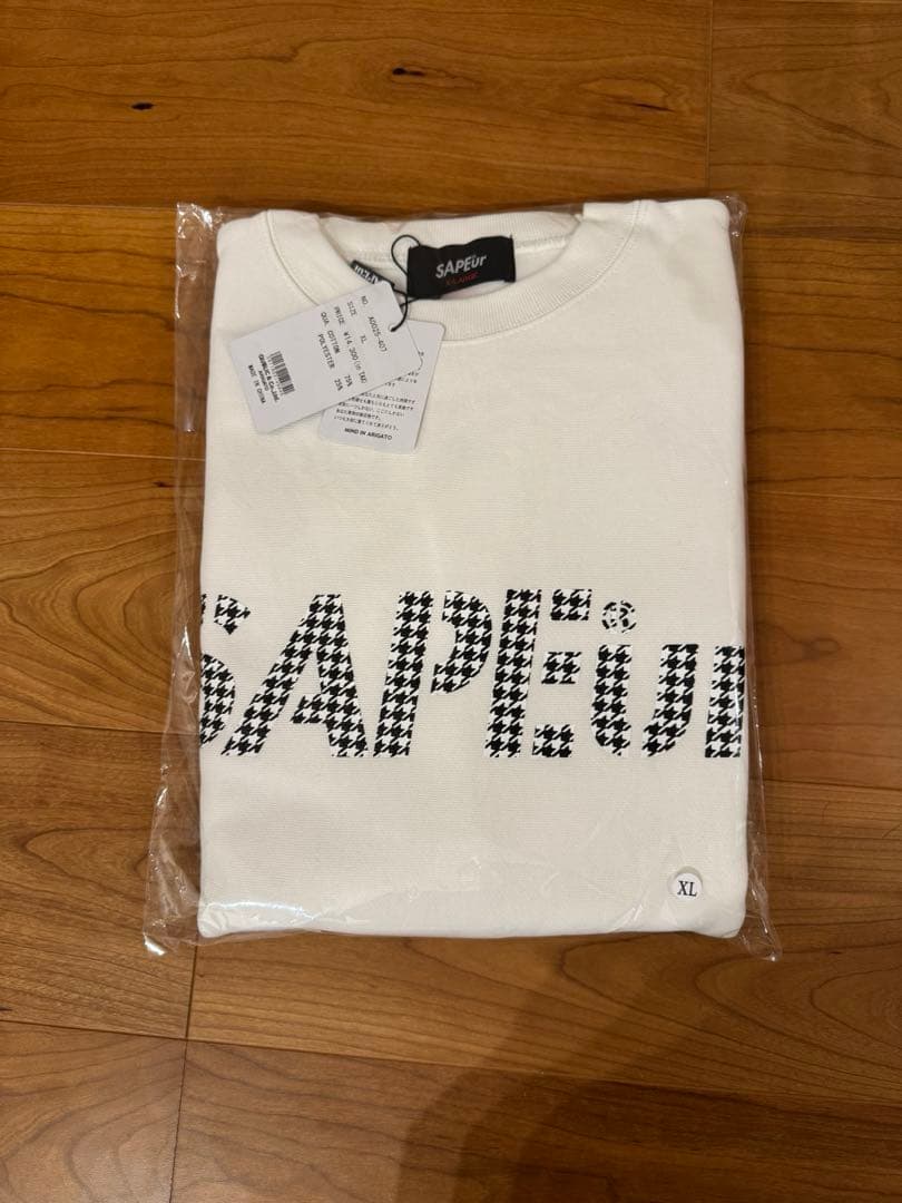 SAPEur サプール　千鳥柄ロゴ スウェット XL ホワイト セット売り