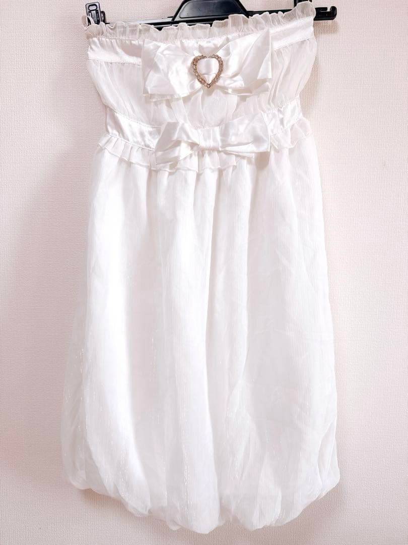 希少 平成 リズリサ ベアトップ リボン シフォン ワンピース