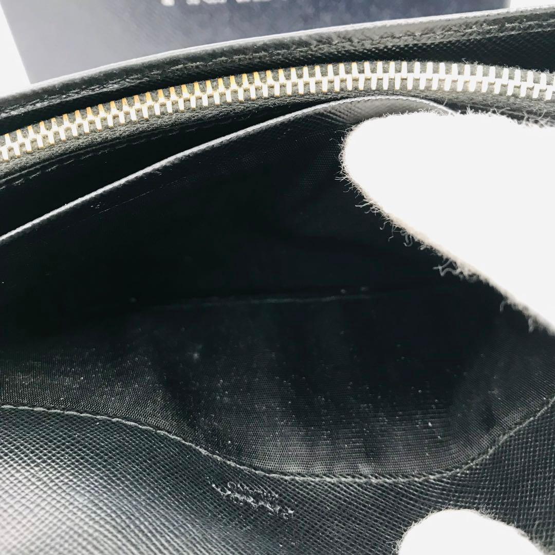 PRADA✨プラダ サフィアーノ スタッズ 長財布 シルバーロゴ金具 ネイビー