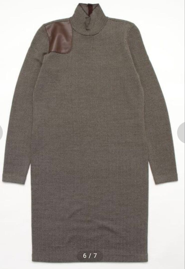 新品タグ付きローレンラルフローレン フェイクレザートリムウールセータードレス S