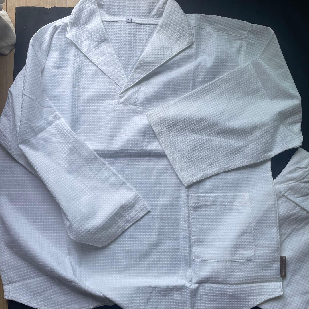 長袖　パジャマ　綿混　リラックスウェア　ホワイト　白　ユニセックス　ナハテラス