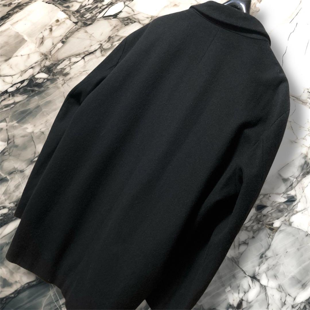 超美品 HUGO BOSS ヒューゴ ボス ブラック ウール ステンカラーコート