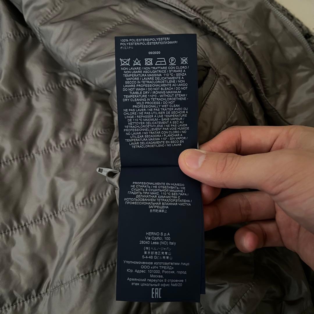 HERNO ダウン チェスターコート ヘリンボーン レイヤード グレー 46