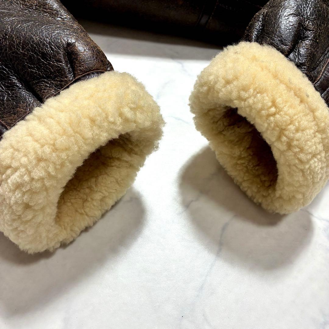 美品/XL✨リアルムートン B-3 フライトジャケット 羊革 ダークブラウン