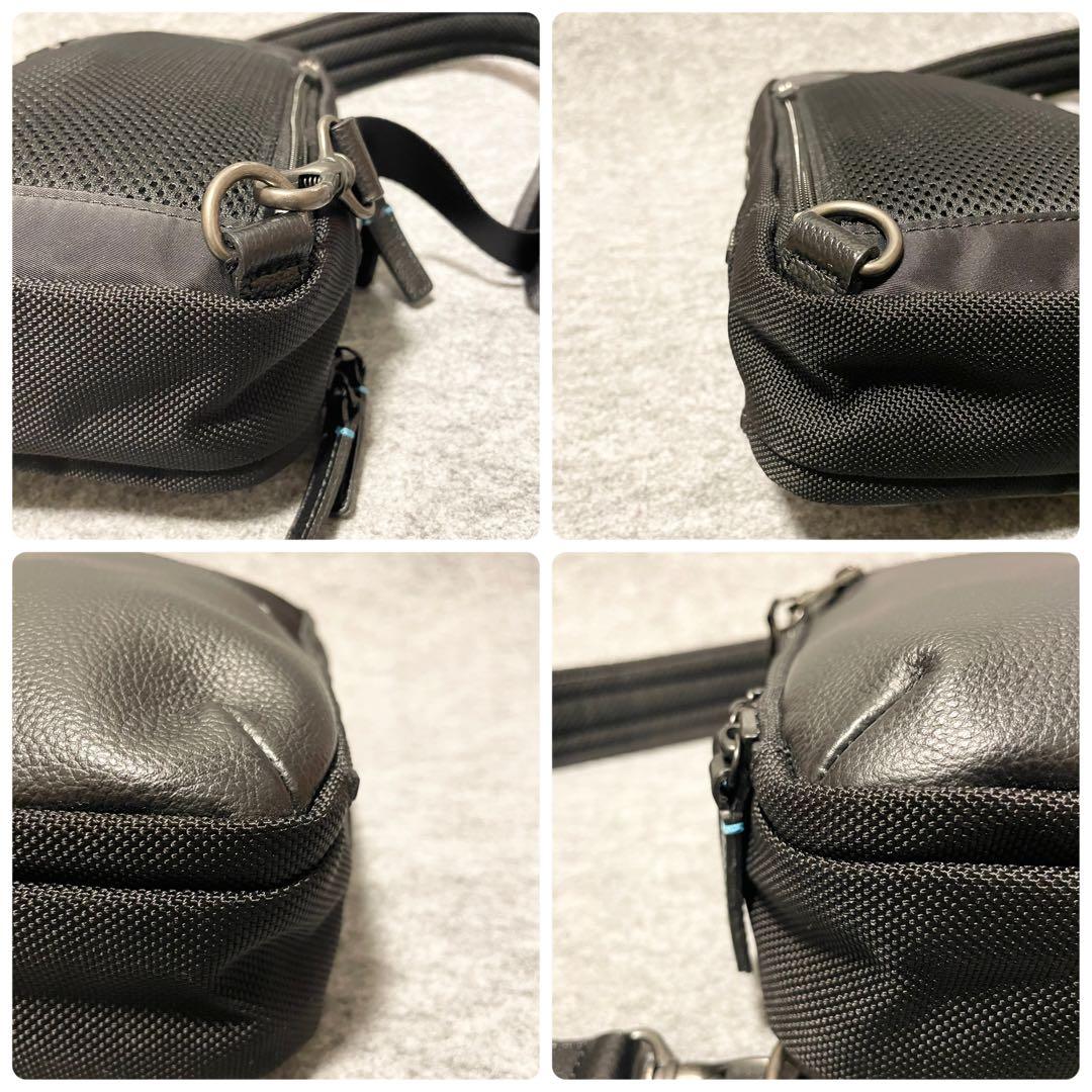 【未使用級】　ランバンオンブルー　ボディバッグ　レザー×ナイロン　黒