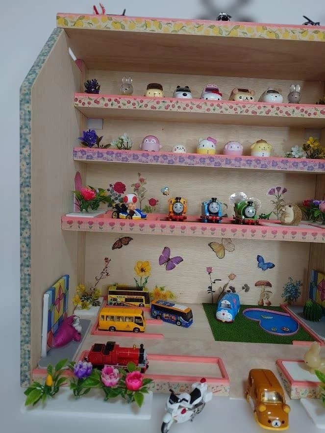 トミカ木製手作り駐車場（スモ－ルピンク）SP04