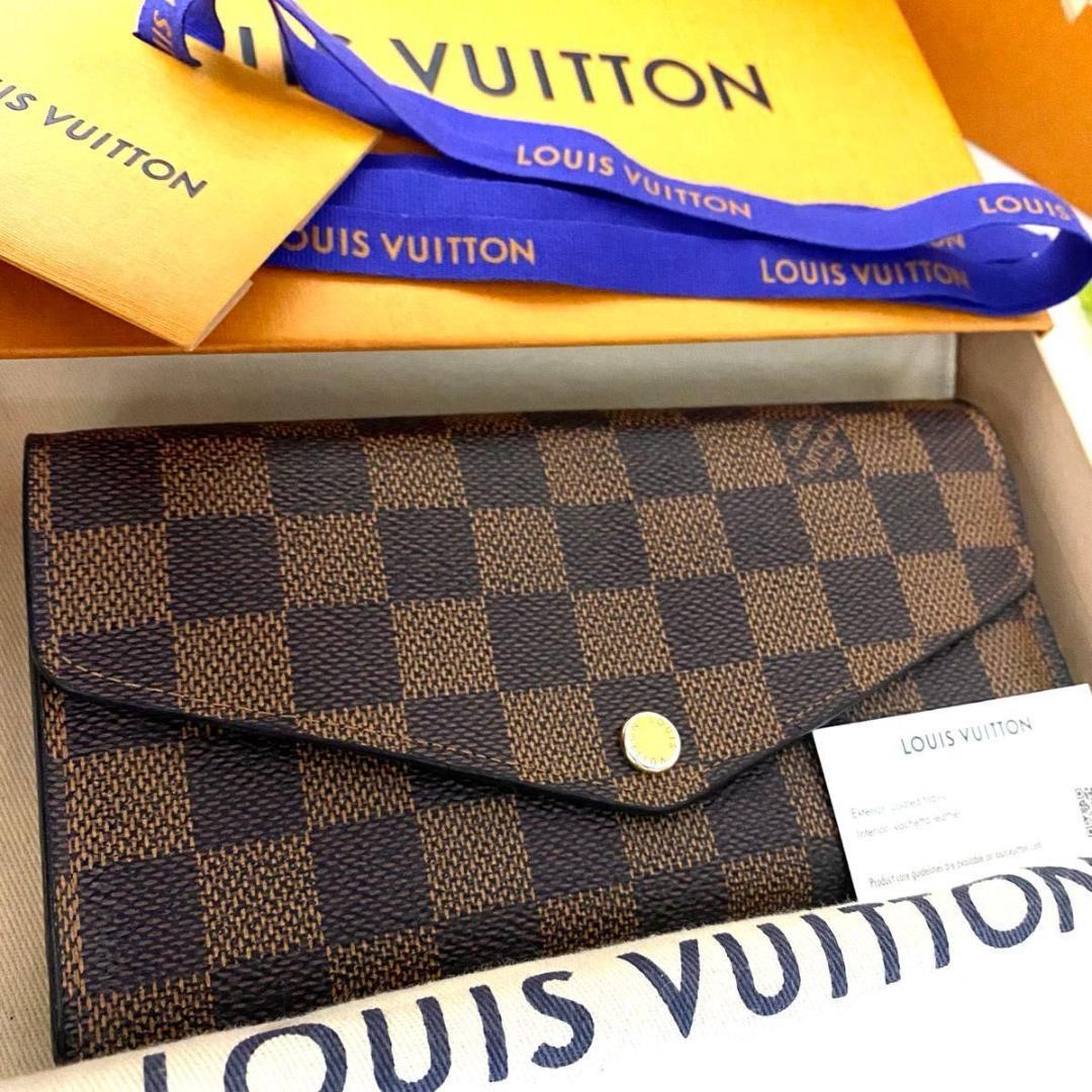 専用◎ポルトフォイユ サラ ダミエ エベヌ 長財布 フラップ 茶色