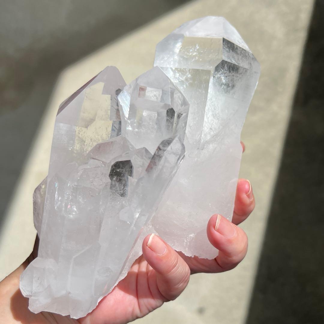 【高品質】水晶クラスター原石　1.25kg 天然石　高透明＆極太結晶