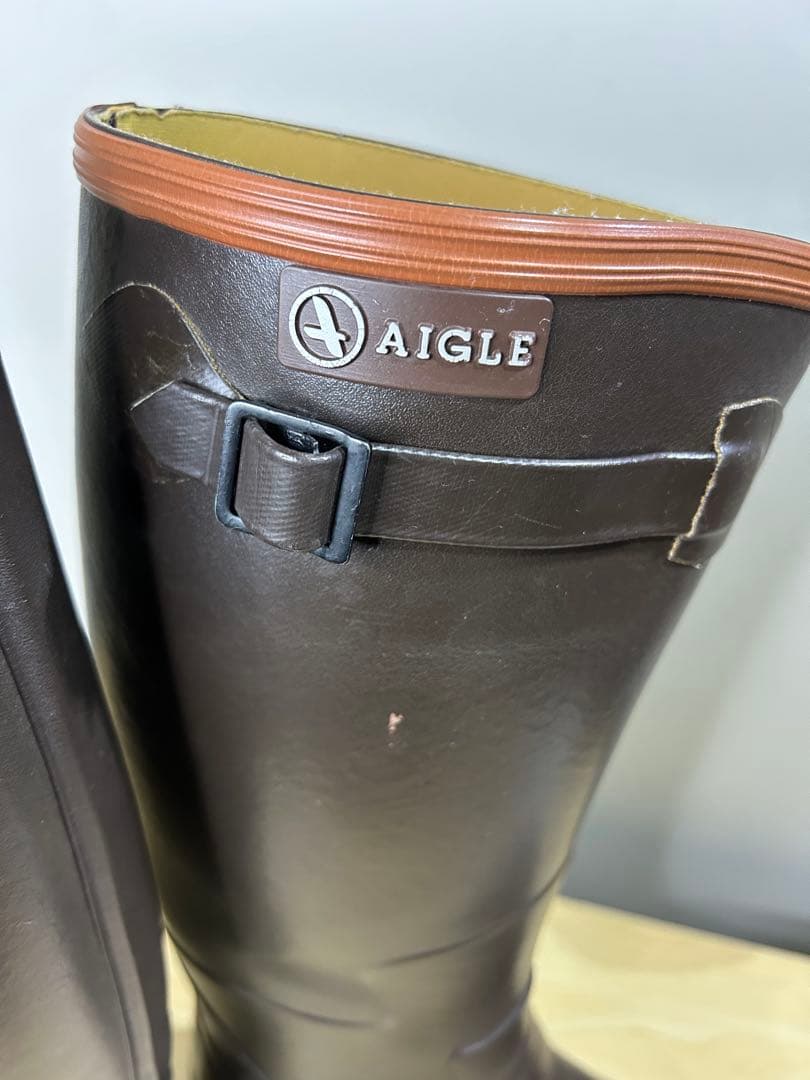 26.5〜27㎝★美品 AIGLEレインブーツ43 エーグルロング 長靴 ラバー