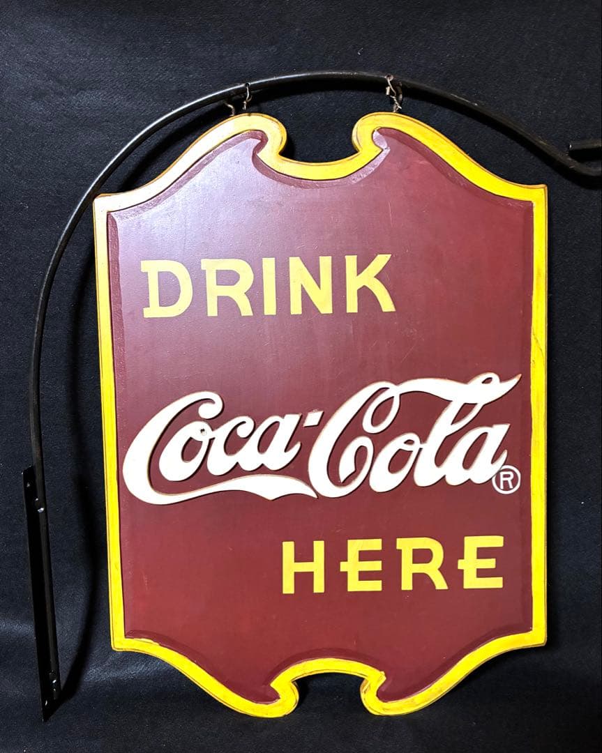 【kazu】コカコーラ　サインボード　看板　アメリカン雑貨　ガレージ　木製