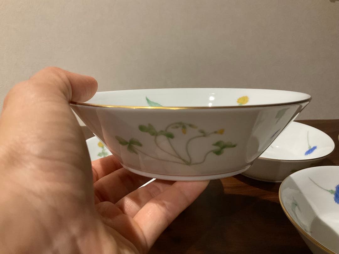 ☺️新品未使用❣️香蘭社 花柄 金色縁取り 大鉢1+中鉢5 切立鉢