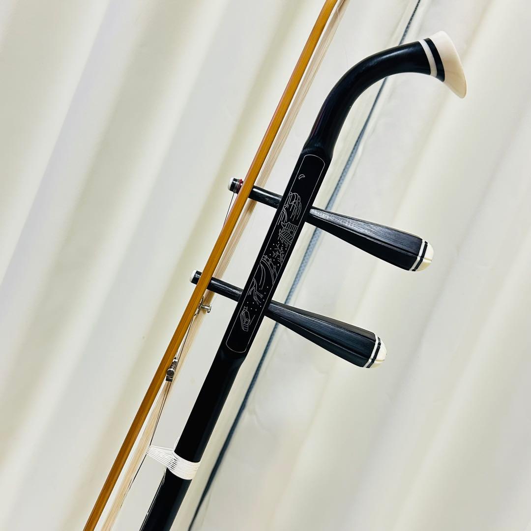 【高級品】古月琴坊 黒檀 二胡 本革 蛇革 中国 民族楽器