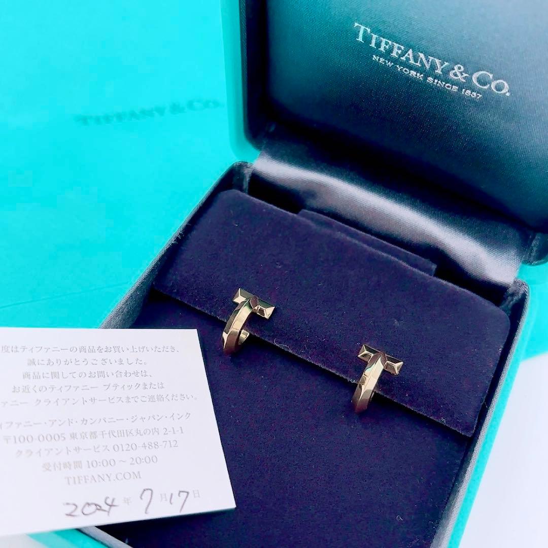 ティファニー T ワン フープ ピアスイエローゴールド Au750 k18 - メルカリ