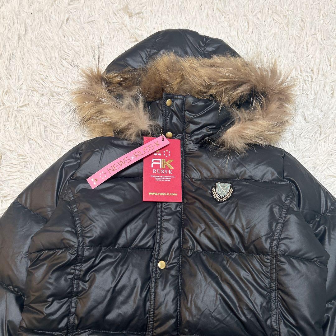 新品タグ付き RUSS・K ラスケーダウンジャケット ファー 光沢 短丈 Y2K
