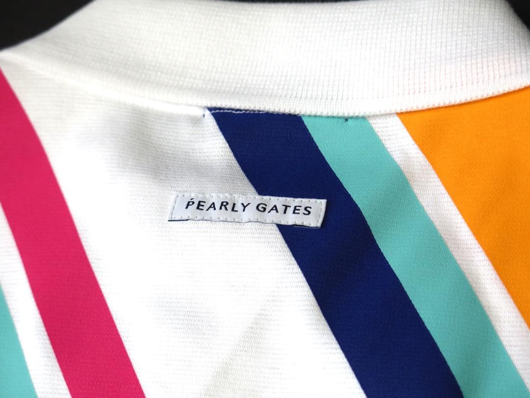 新品● パーリーゲイツ ●配色ライン ノースリーブ ワンピース　ホワイト/M