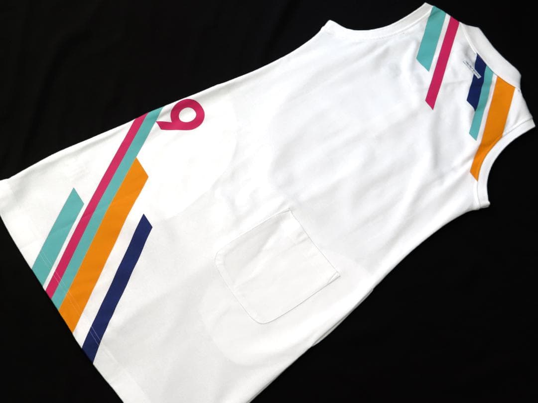 新品● パーリーゲイツ ●配色ライン ノースリーブ ワンピース　ホワイト/M