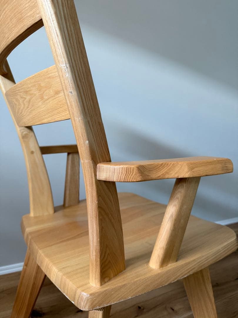 ダイニングアームチェア 回転式 2脚セット タモ天然木