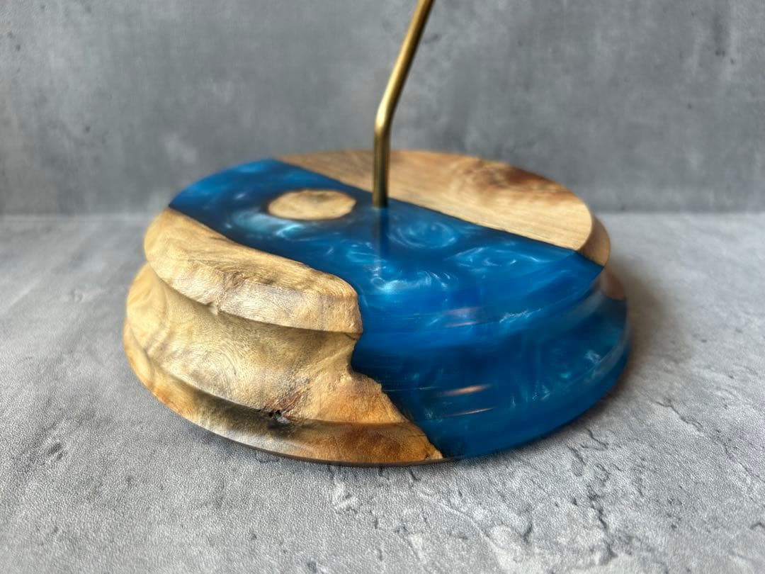 BASE WOOD DESIGN OD缶 ランタン 台座 花台 ポプラ×レジン⑥の通販