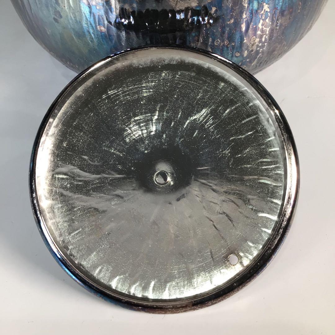 Ｎ８４６　水注　『秀峰堂造』『いぶし銀』『石目紋』『丸型五合』　紙箱　茶道具