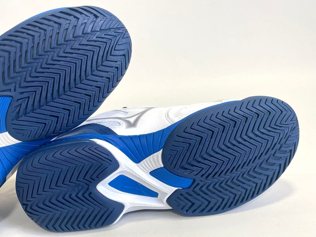ミズノ【24.5cm】61GA231529 テニスシューズ ワイドモデル 白×青