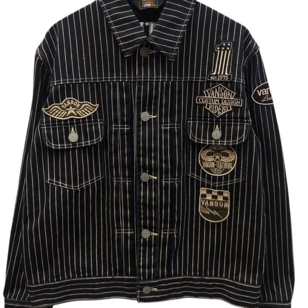 値下げ交渉可 Vanson バンソン デニムジャケット 刺繍 ワッペン