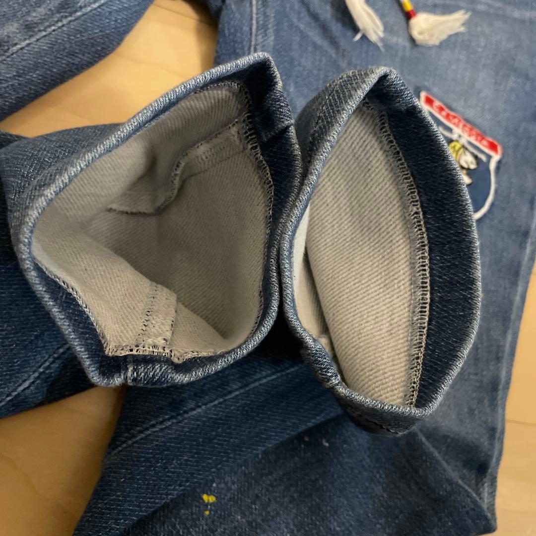 日本製　ホーンガーメント　ビンテージ加工カットデニムスウェット　セットアップ