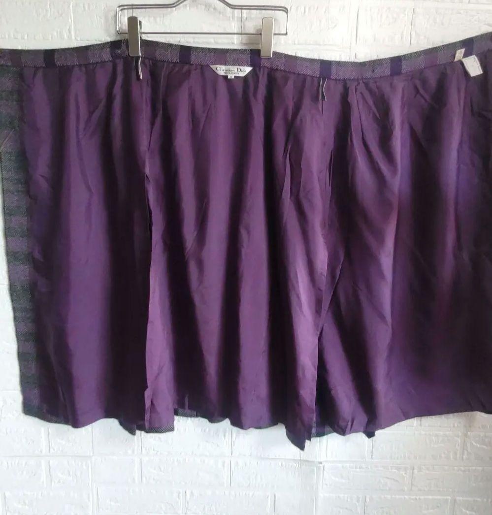 Christian Dior　ウール　ラップスカート　チェック　プリーツ