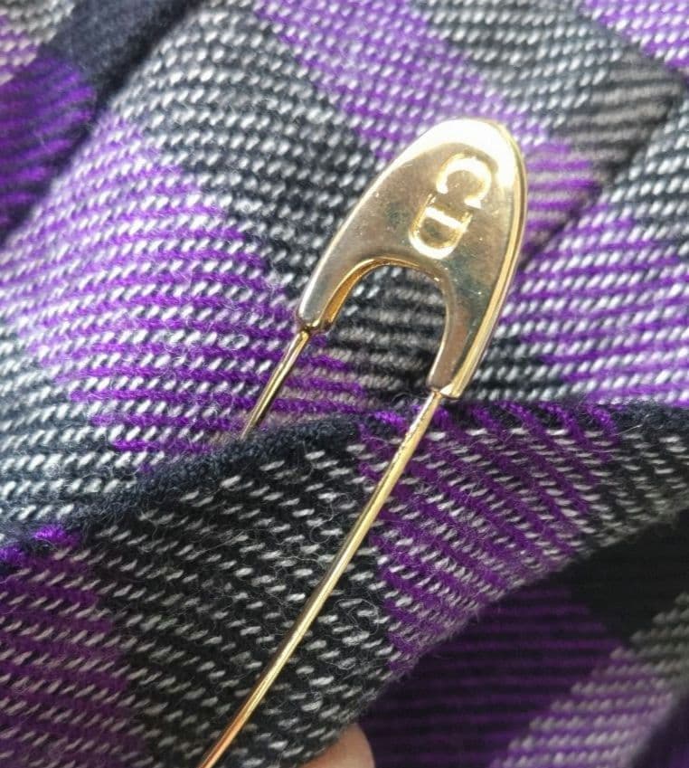 Christian Dior　ウール　ラップスカート　チェック　プリーツ