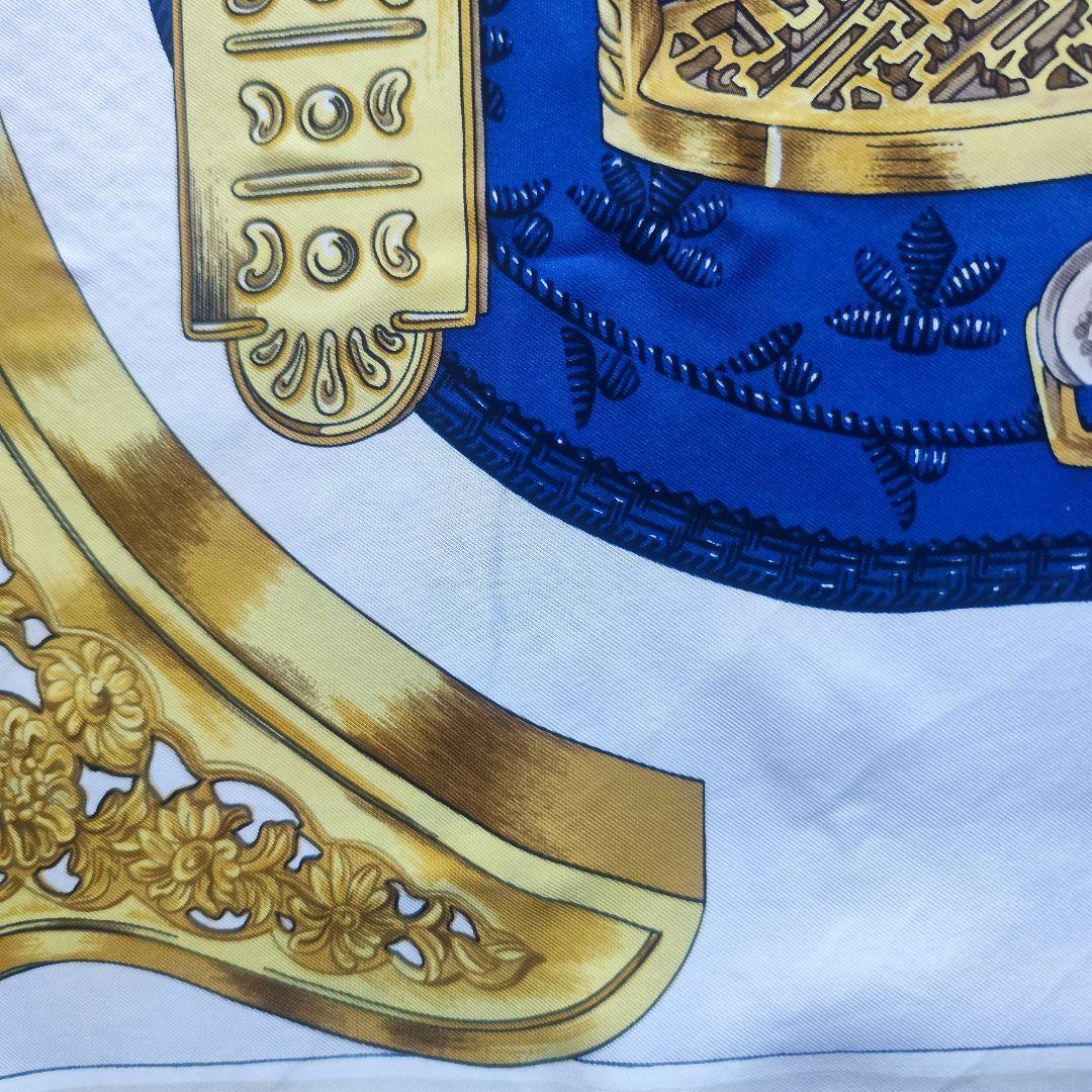 【極美品】エルメス カレ90 ETRIERS エトリエ 鐙 あぶみ ブルー