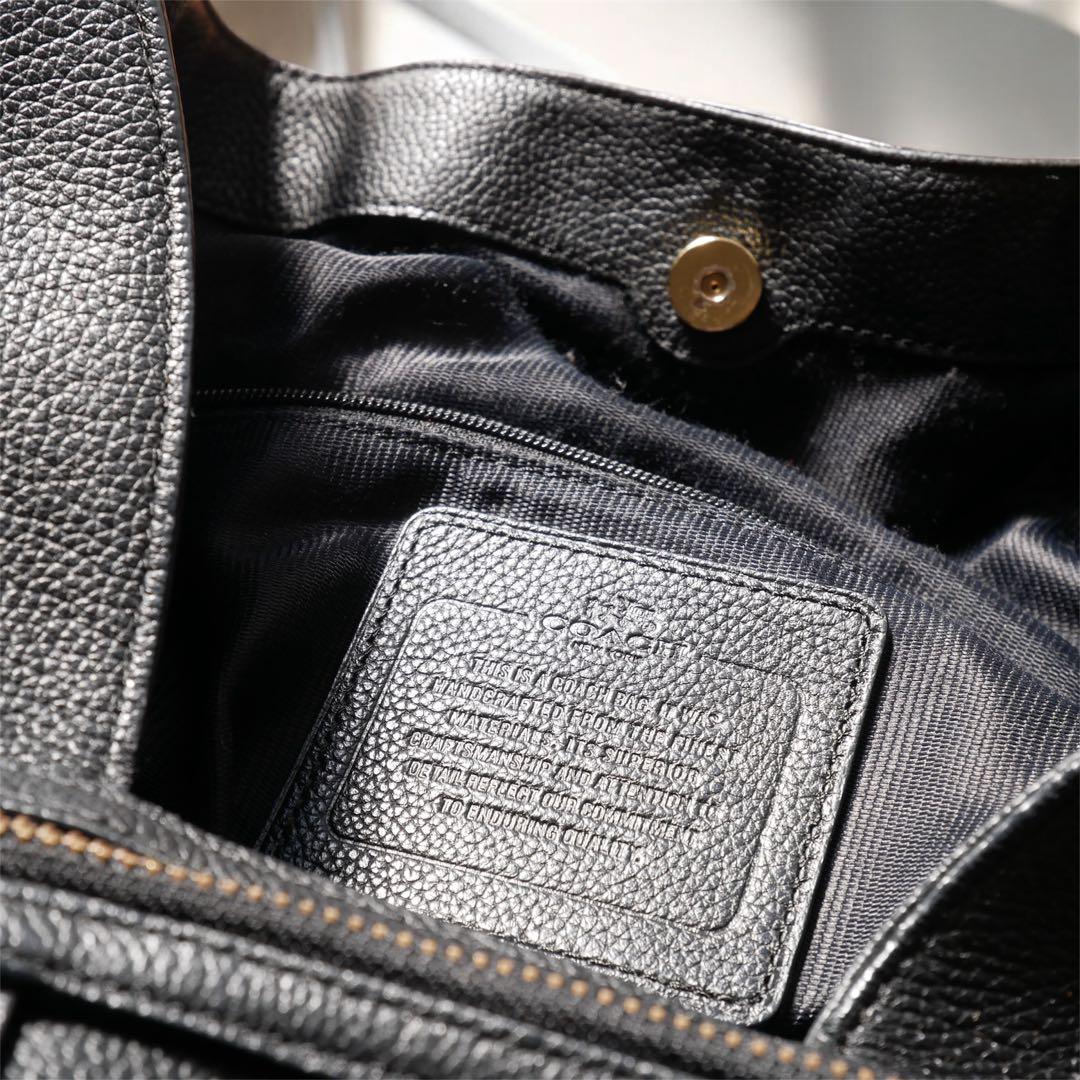 新品級 OLD COACH レザーハンドバッグ ブラック 馬車刻印