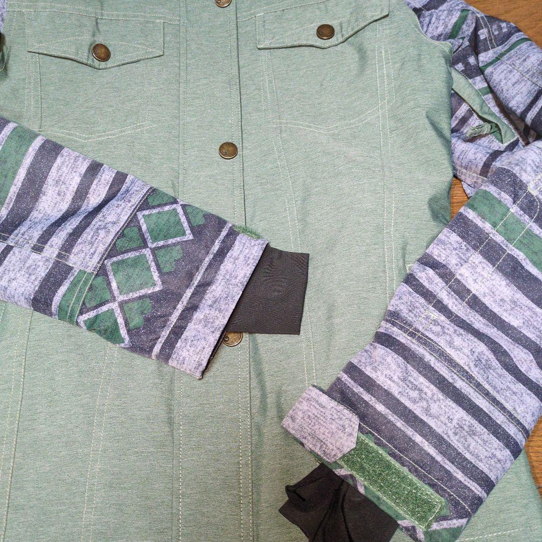 【美品】ROXY　スノボウェア　上下セット　Ｓ　カーキ　キャメルブラウン　総柄