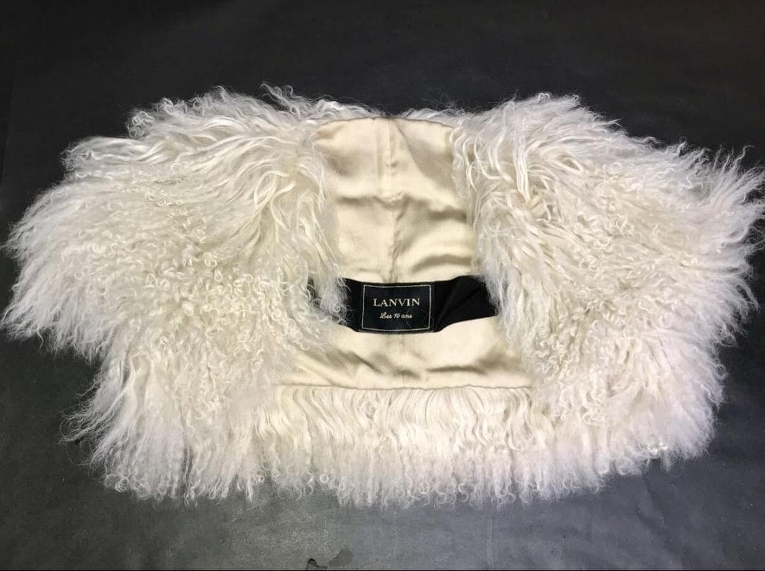 正規ランバン★モンゴリアンラム ファーボレロ アイボリーホワイト★美品