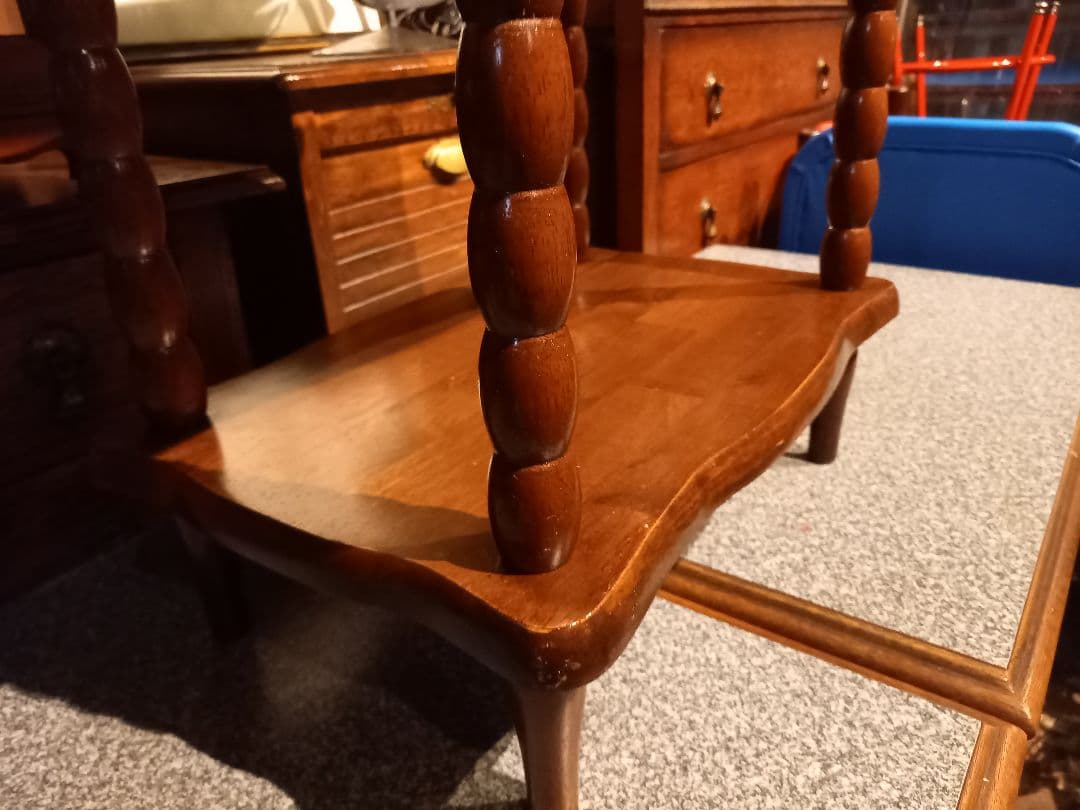 1970's コロニアル チーク 無垢材 ボビン レッグス 3段 サイド ラック