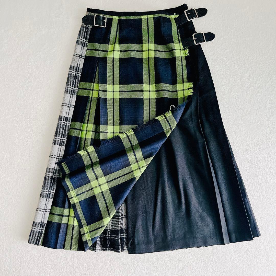 美品☆O’NEIL OF DUBLIN キルトスカート ロング ウール チェック